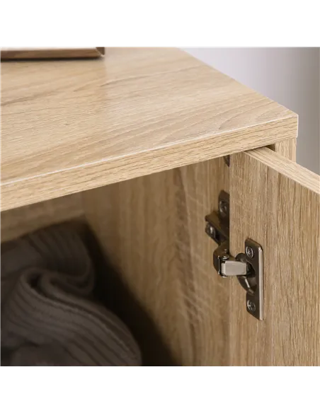 HOMCOM MDF 2-Tier Storage Cabinet Steel Frame Handles Tabletop Unique Home Style Organiser, 80H x 80L x 29.5Wcm-Oak