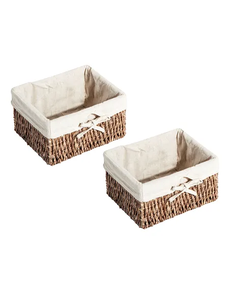 HOMCOM Entryway Coat Rack Wall Mounted Shelf w/ 2 Corn Husk Baskets and Hooks, Brown