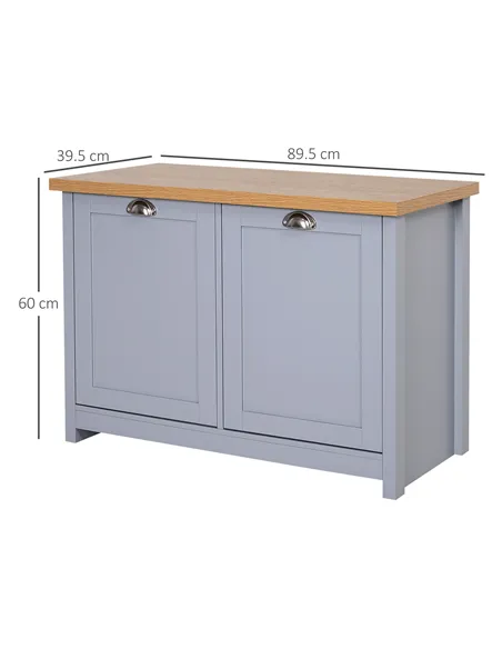 HOMCOM Shoe Cabinet, Modern Shoe Bench with 2 Doors for Hallway, Entryway, Grey