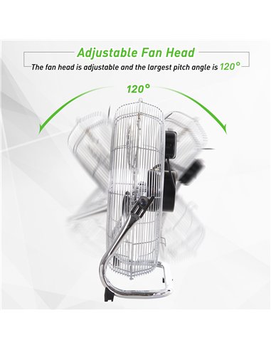 HOMCOM 20" Chrome Metal Floor Fan with Tilting, High Velocity, 3 Speed, Portable Gym Fan for Home Office, Silver