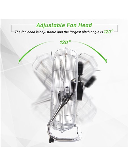 HOMCOM 20" Chrome Metal Floor Fan with Tilting, High Velocity, 3 Speed, Portable Gym Fan for Home Office, Silver