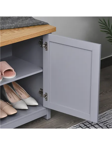HOMCOM Shoe Cabinet, Modern Shoe Bench with 2 Doors for Hallway, Entryway, Grey