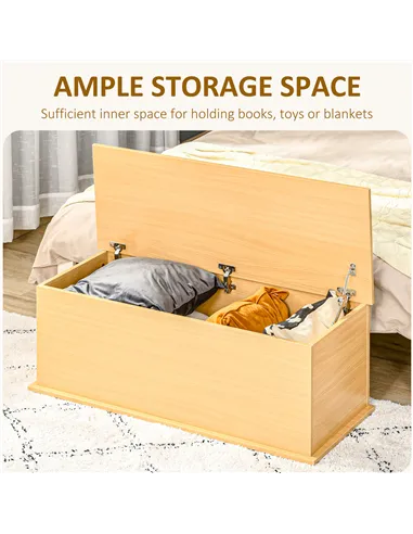 HOMCOM 113L Storage Chest, Storage Box with Flip-Top Lid and 2 Safety Hinges, Storage Trunk for Living Room, Entryway, 100 x 40 