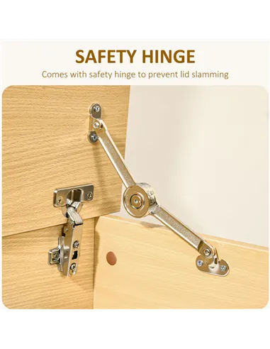 HOMCOM 113L Storage Chest, Storage Box with Flip-Top Lid and 2 Safety Hinges, Storage Trunk for Living Room, Entryway, 100 x 40 