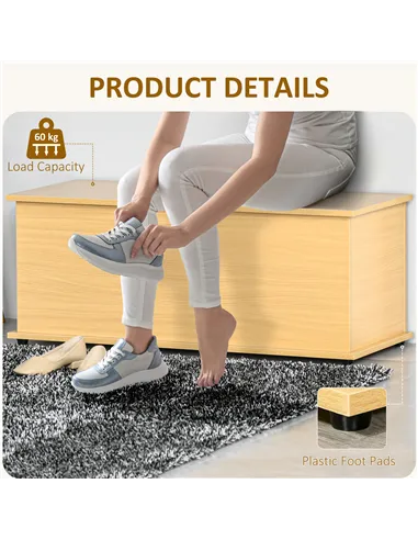 HOMCOM 113L Storage Chest, Storage Box with Flip-Top Lid and 2 Safety Hinges, Storage Trunk for Living Room, Entryway, 100 x 40 