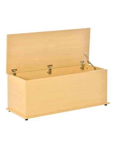 HOMCOM 113L Storage Chest, Storage Box with Flip-Top Lid and 2 Safety Hinges, Storage Trunk for Living Room, Entryway, 100 x 40 