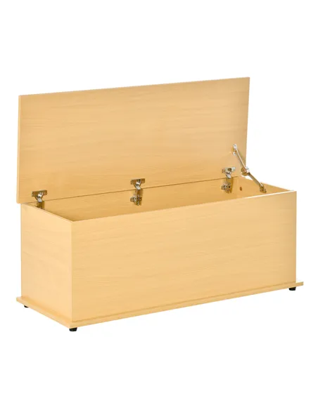 HOMCOM 113L Storage Chest, Storage Box with Flip-Top Lid and 2 Safety Hinges, Storage Trunk for Living Room, Entryway, 100 x 40 