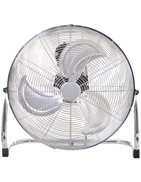 HOMCOM 20" Chrome Metal Floor Fan with Tilting, High Velocity, 3 Speed, Portable Gym Fan for Home Office, Silver
