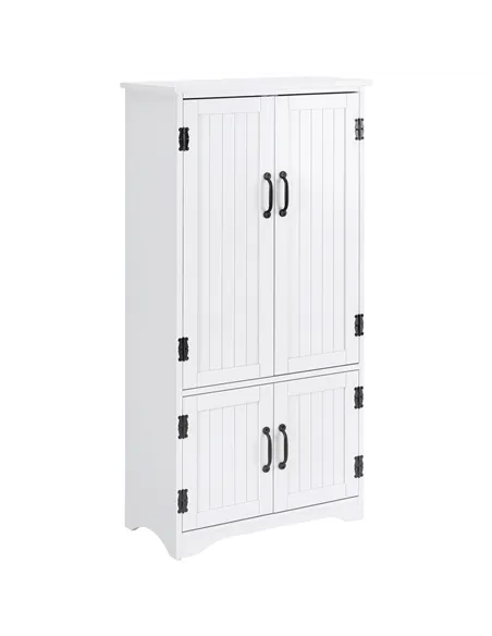 HOMCOM Accent Floor Storage Cabinet Kitchen Cupboard with Adjustable Shelves and 2 Lower Doors, White