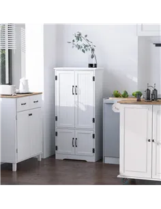 HOMCOM Accent Floor Storage Cabinet Kitchen Cupboard with Adjustable Shelves and 2 Lower Doors, White 2