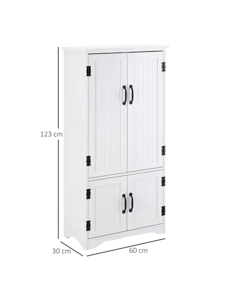 HOMCOM Accent Floor Storage Cabinet Kitchen Cupboard with Adjustable Shelves and 2 Lower Doors, White