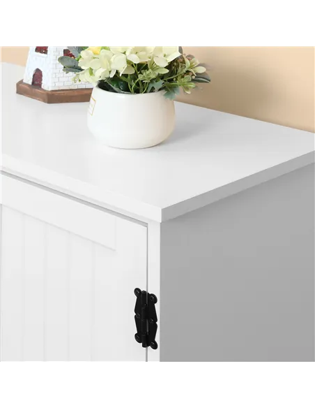 HOMCOM Accent Floor Storage Cabinet Kitchen Cupboard with Adjustable Shelves and 2 Lower Doors, White