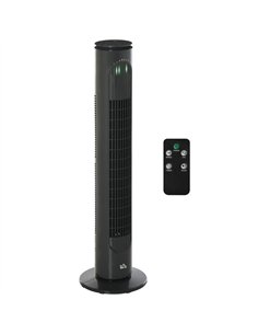 HOMCOM 30'' Freestanding Tower Fan, 3 Speed 3 Mode, 10h Timer, 70 Degree Oscillation, LED Light, 5M Remote Controller, Dark Grey