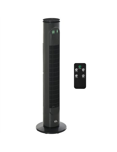 HOMCOM 30'' Freestanding Tower Fan, 3 Speed 3 Mode, 10h Timer, 70 Degree Oscillation, LED Light, 5M Remote Controller, Dark Grey