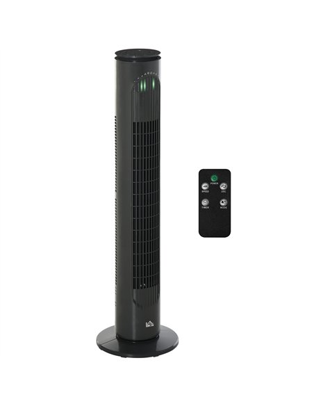 HOMCOM 30'' Freestanding Tower Fan, 3 Speed 3 Mode, 10h Timer, 70 Degree Oscillation, LED Light, 5M Remote Controller, Dark Grey