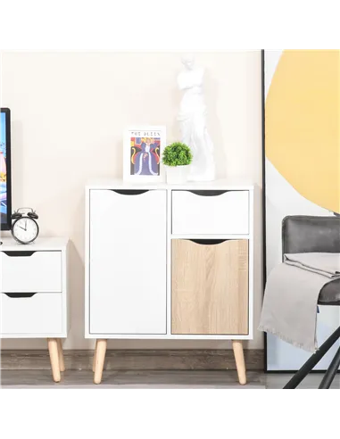 HOMCOM Sideboard Floor Cabinet Storage Cupboard with Drawer for Bedroom, Living Room, Entryway, Brown