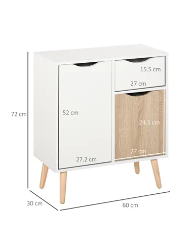 HOMCOM Sideboard Floor Cabinet Storage Cupboard with Drawer for Bedroom, Living Room, Entryway, Brown