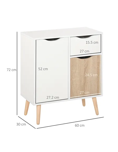 HOMCOM Sideboard Floor Cabinet Storage Cupboard with Drawer for Bedroom, Living Room, Entryway, Brown