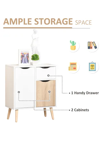 HOMCOM Sideboard Floor Cabinet Storage Cupboard with Drawer for Bedroom, Living Room, Entryway, Brown