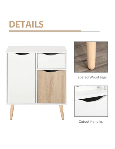 HOMCOM Sideboard Floor Cabinet Storage Cupboard with Drawer for Bedroom, Living Room, Entryway, Brown