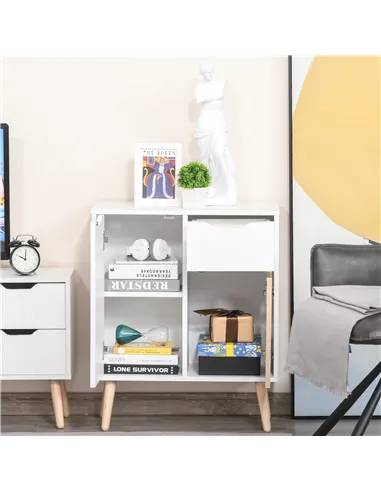 HOMCOM Sideboard Floor Cabinet Storage Cupboard with Drawer for Bedroom, Living Room, Entryway, Brown