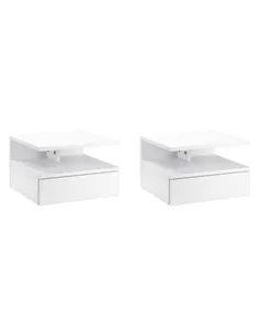 HOMCOM Set of Two Floating Bedside Tables - White