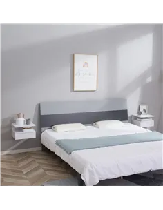 HOMCOM Set of Two Floating Bedside Tables - White 2