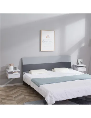 HOMCOM Set of Two Floating Bedside Tables - White