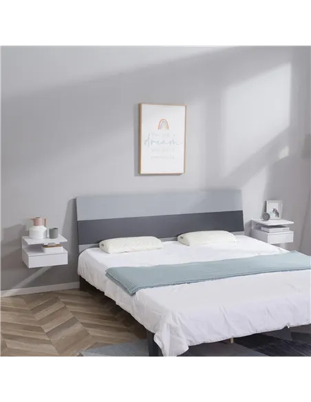 HOMCOM Set of Two Floating Bedside Tables - White