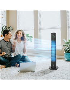 HOMCOM 30'' Freestanding Tower Fan, 3 Speed 3 Mode, 10h Timer, 70 Degree Oscillation, LED Light, 5M Remote Controller, Dark Grey 2