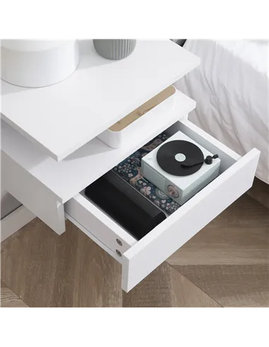 HOMCOM Set of Two Floating Bedside Tables - White