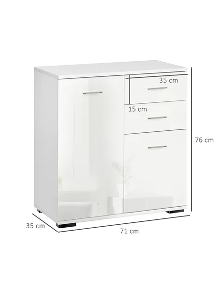 HOMCOM Sideboard, Modern Storage Cabinet with 2 Drawers, 2 Doors and Adjustable Shelf, Kitchen Cabinet for Living Room, Dining R