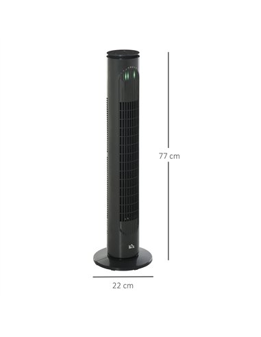 HOMCOM 30'' Freestanding Tower Fan, 3 Speed 3 Mode, 10h Timer, 70 Degree Oscillation, LED Light, 5M Remote Controller, Dark Grey