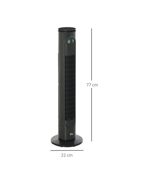 HOMCOM 30'' Freestanding Tower Fan, 3 Speed 3 Mode, 10h Timer, 70 Degree Oscillation, LED Light, 5M Remote Controller, Dark Grey