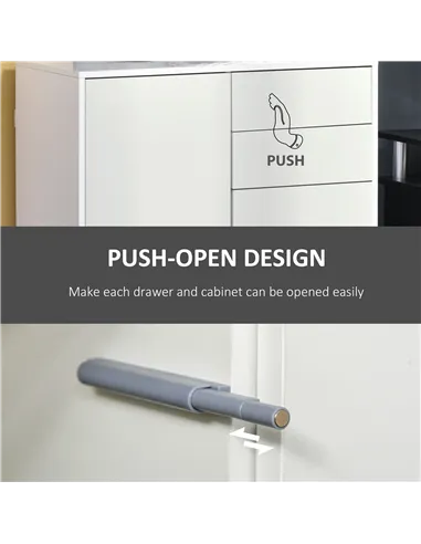 HOMCOM High Gloss Frame Sideboard, Push-Open Design with 2 Drawer for Living Room, Bedroom, 74H x 79W x 36Dcm, White