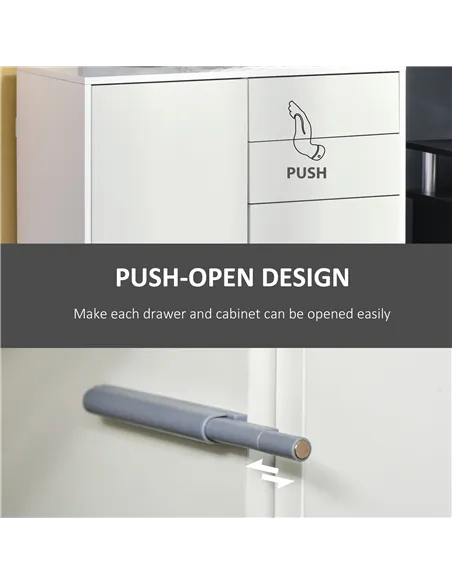 HOMCOM High Gloss Frame Sideboard, Push-Open Design with 2 Drawer for Living Room, Bedroom, 74H x 79W x 36Dcm, White