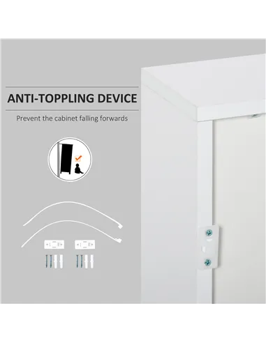 HOMCOM High Gloss Frame Sideboard, Push-Open Design with 2 Drawer for Living Room, Bedroom, 74H x 79W x 36Dcm, White