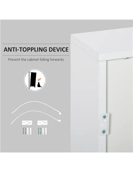 HOMCOM High Gloss Frame Sideboard, Push-Open Design with 2 Drawer for Living Room, Bedroom, 74H x 79W x 36Dcm, White