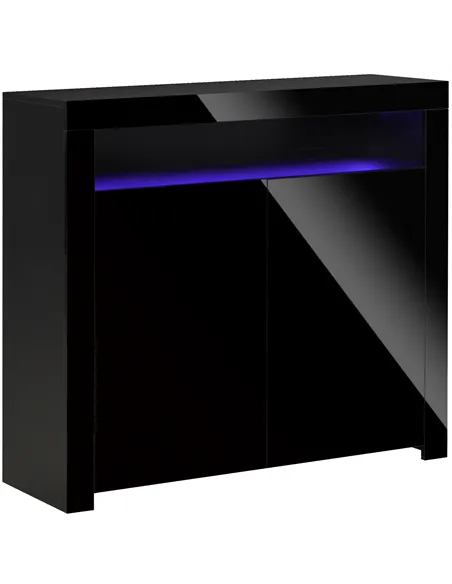 HOMCOM LED Storage Cabinet, Cupboard with High Gloss Front and RGB Lighting, Modern Sideboard for Entryway, Dining Area, Living 