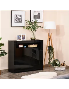 HOMCOM LED Storage Cabinet, Cupboard with High Gloss Front and RGB Lighting, Modern Sideboard for Entryway, Dining Area, Living  2