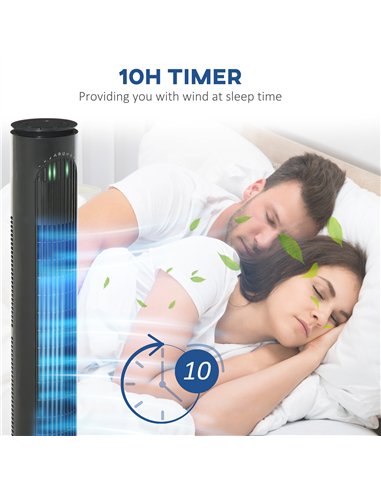 HOMCOM 30'' Freestanding Tower Fan, 3 Speed 3 Mode, 10h Timer, 70 Degree Oscillation, LED Light, 5M Remote Controller, Dark Grey