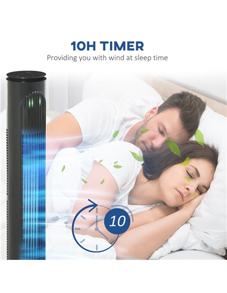 HOMCOM 30'' Freestanding Tower Fan, 3 Speed 3 Mode, 10h Timer, 70 Degree Oscillation, LED Light, 5M Remote Controller, Dark Grey