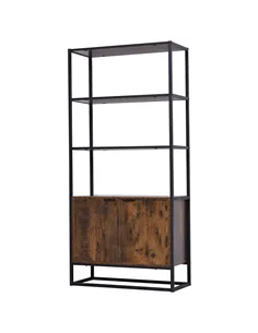 HOMCOM Industrial Bookshelf, Storage Shelf, Large Bookcase with 3 Open Shelves, Multifunctional Rack for Living Room, Office, Ru