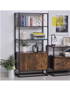 HOMCOM Industrial Bookshelf, Storage Shelf, Large Bookcase with 3 Open Shelves, Multifunctional Rack for Living Room, Office, Ru 2