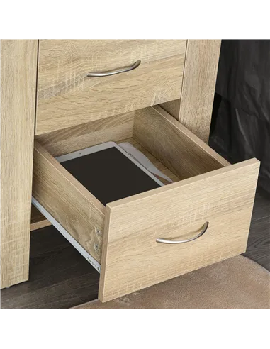 HOMCOM Bedside Table with 2 Drawers, Nightstand with Handles and Elevated Base, Side Table for Bedroom, Living Room, Brown