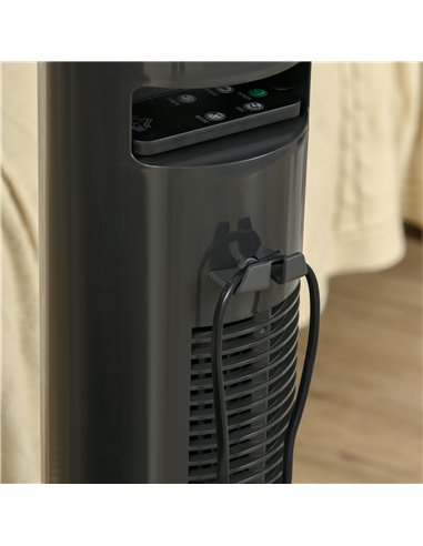 HOMCOM 30'' Freestanding Tower Fan, 3 Speed 3 Mode, 10h Timer, 70 Degree Oscillation, LED Light, 5M Remote Controller, Dark Grey