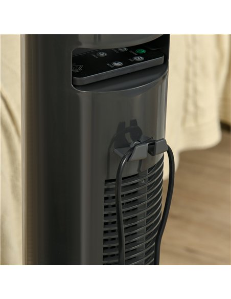 HOMCOM 30'' Freestanding Tower Fan, 3 Speed 3 Mode, 10h Timer, 70 Degree Oscillation, LED Light, 5M Remote Controller, Dark Grey