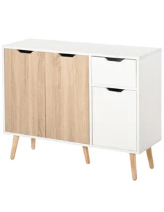 HOMCOM Sideboard Floor Standing Storage Cabinet with Drawer for Bedroom, Living Room, Home Office, Natural