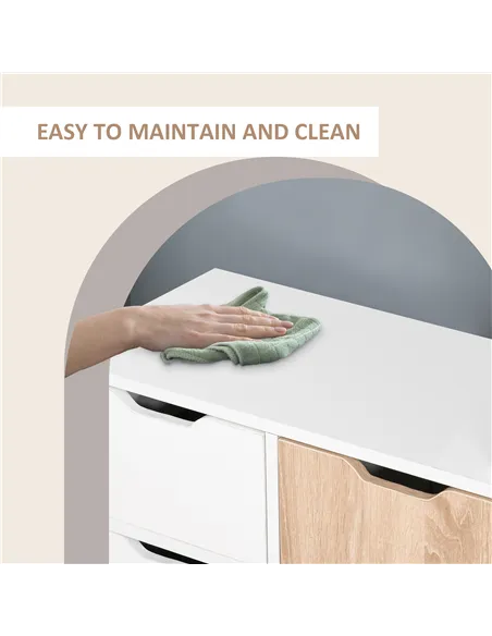 HOMCOM Sideboard Floor Standing Storage Cabinet with Drawer for Bedroom, Living Room, Home Office, Natural