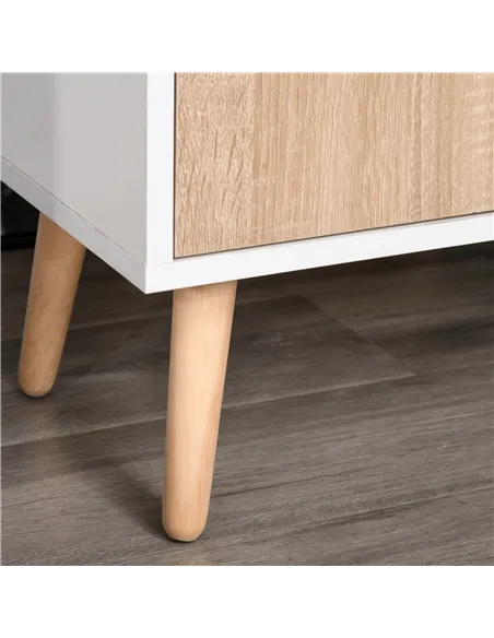 HOMCOM Sideboard Floor Standing Storage Cabinet with Drawer for Bedroom, Living Room, Home Office, Natural